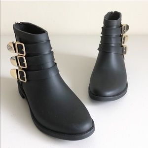 Loeffler Randall Fenton Black Rain Boots Sz 5